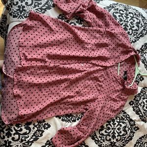 Pink polka dot 3/4 blouse size Large